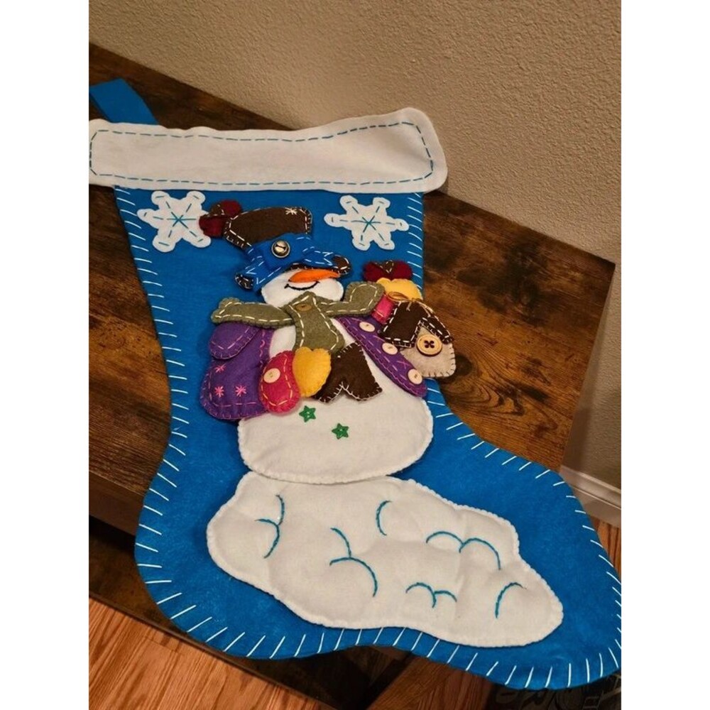 Large Appliqué Snowman Christmas Stocking